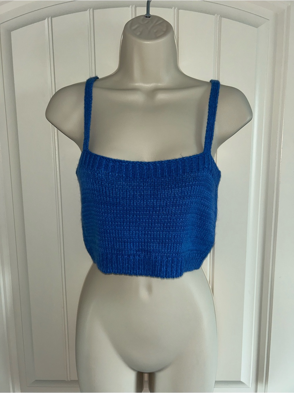 NWT Self Contrast Vibrant Blue Cropped Knit Tank - Women's Sz M